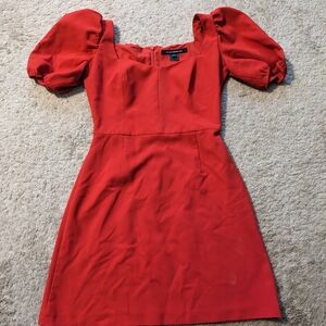 French Connection Red Puff Sleeve Mini Dress